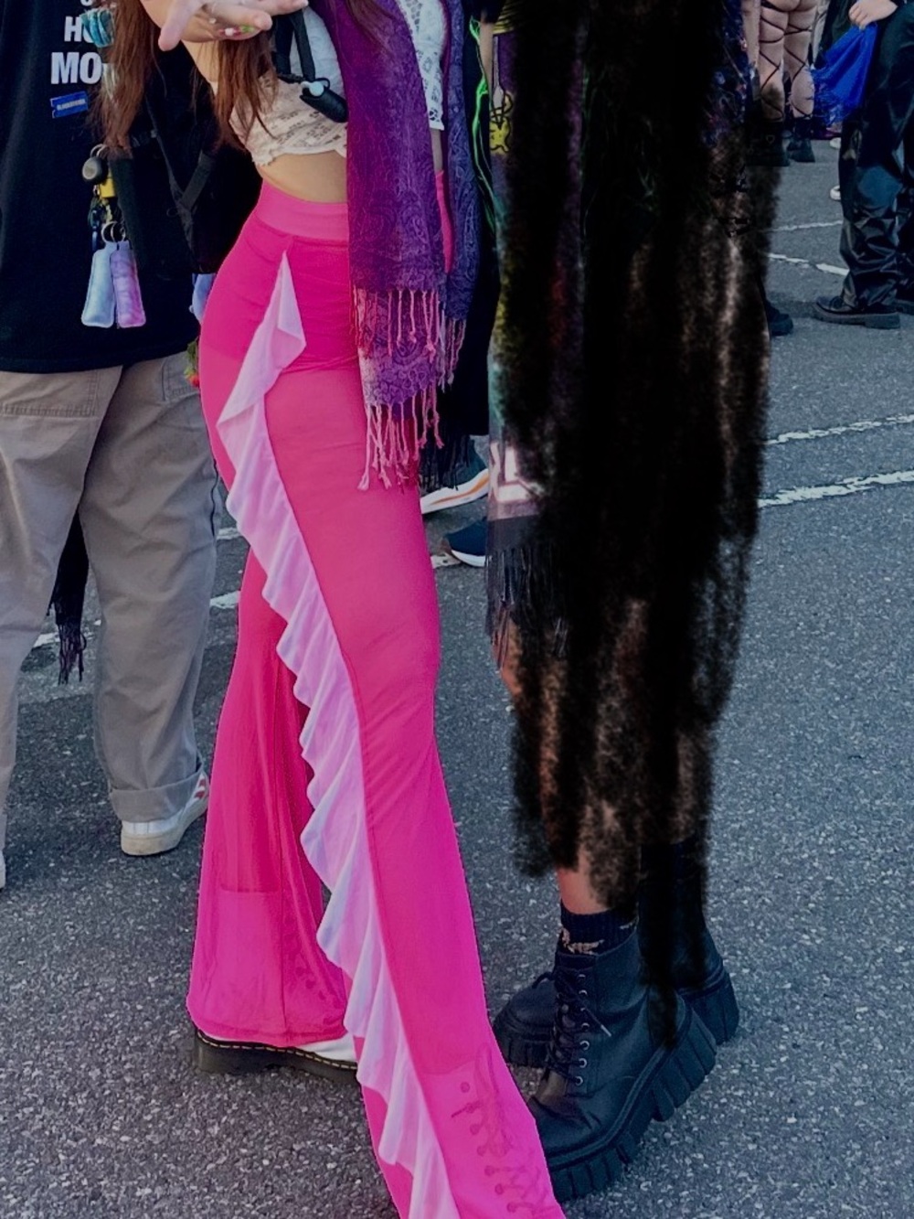 Hot Pink Ruffled Festival Pants